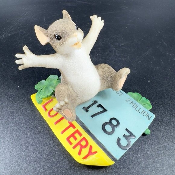 Charming Tails Fitz And Floyd Figurine Resin Whimsical Jackpot Mouse Figure - Picture 10 of 10